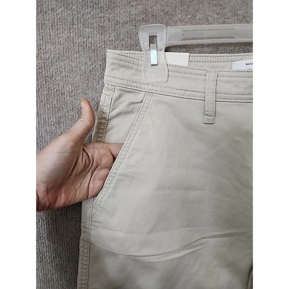 Banana Republic Wide-Leg High-Rise Cropped Chino Pants Women 8 Twine Raw Hem NEW - Picture 4 of 13